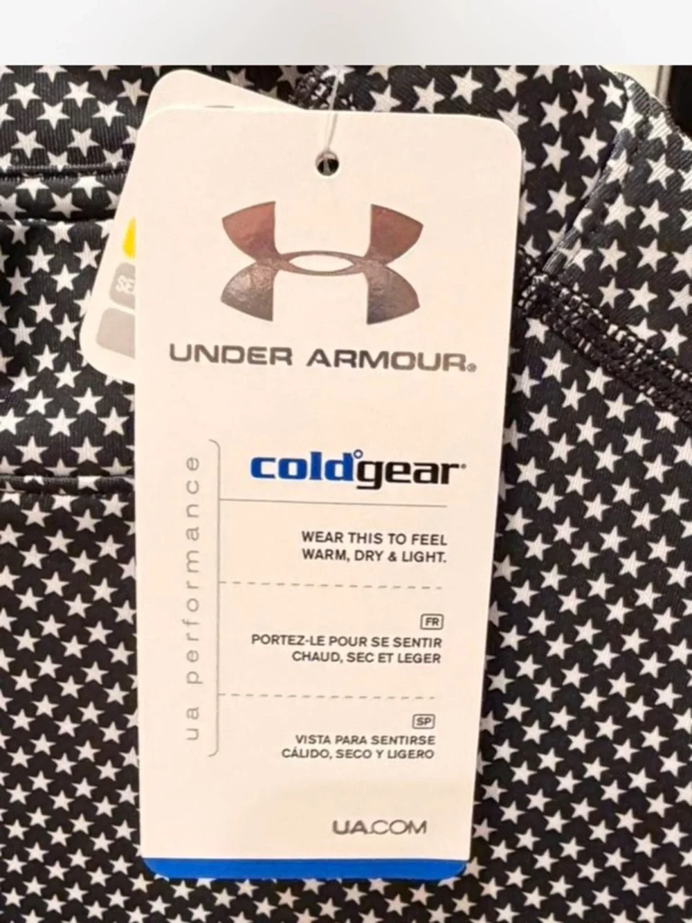 NWT Under Armour Black & White Star Coldgear Mock Neck Long Sleeve Top | Size XL - Picture 7 of 8